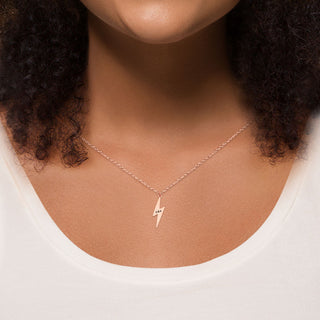 Lightning Bolt with Engraved Initials Necklace