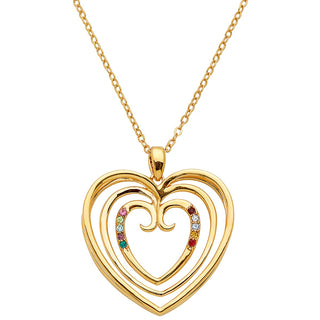 3-D Triple Heart Birthstone Necklace