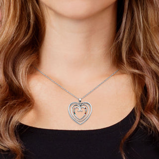 3-D Triple Heart Birthstone Necklace