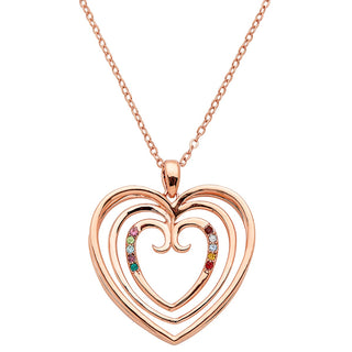 3-D Triple Heart Birthstone Necklace