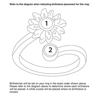 Silver Plated Sunflower with Birthstone Bypass Ring