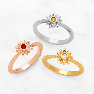 14K Rose Gold Plated Sunflower Birthstone Ring