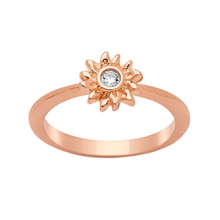 14K Rose Gold Plated Sunflower Birthstone Ring