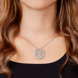 3D Tree of Life with Birthstone Rope Necklace