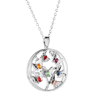 3D Butterflies with Birthstone Necklace