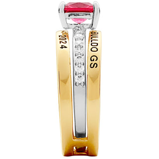 Ladies' 2-Tone 14K Gold over Sterling Class Ring with Jacket and CZ Accents