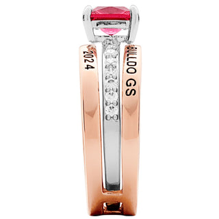 Ladies' 2-Tone 14K Rose Gold over Sterling Class Ring with Jacket and CZ Accents