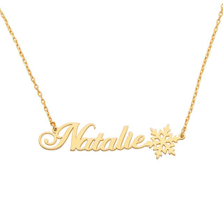 Fancy Script Name with Snowflake Necklace