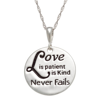 Sterling Silver Love Is... Disc Necklace