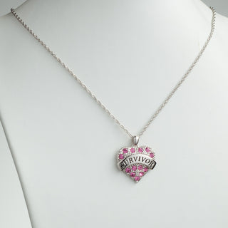 Survivor Heart Pendant with Crystals