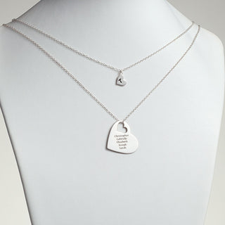 Sterling Silver Engraved Heart Cutout 2-pc Necklace Set