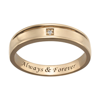 14K Gold over Sterling Men's Engraved Diamond Accent Ring