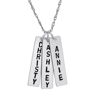 Sterling Silver Family Engraved Name Bar Necklace - 3 Names