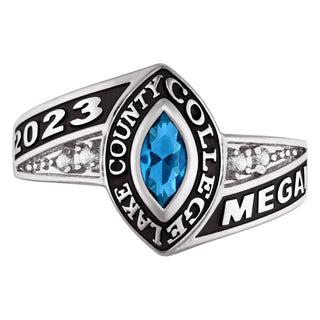 Womens Sterling Silver Marquise Birthstone Class Ring