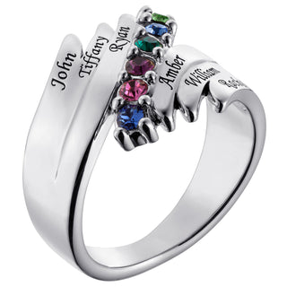 Personalized Family Name and Birthstone Ring