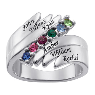 Personalized Family Name and Birthstone Ring