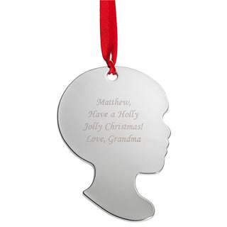 Engraved Boy Silhouette Ornament