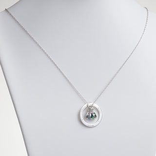 Sterling Silver Personalized Family Name with Birthstones Necklace