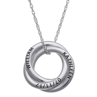 Sterling Silver Couples Name and Date Circle Knot Pendant