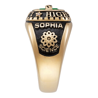 14K Gold over Sterling Personalized Bridge Traditional Ladies Class Ring