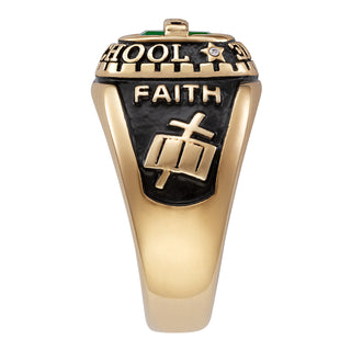 14K Gold over Sterling Personalized Bridge Traditional Ladies Class Ring