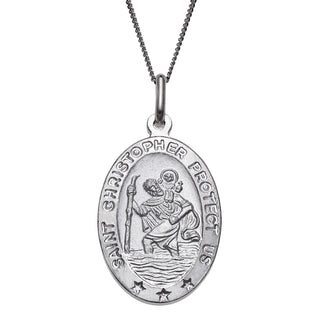 Sterling Silver St. Christopher Oval Personalized Medal Pendant