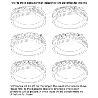 14K Gold over Sterling Genuine Birthstone and Diamond Accent Family Ring