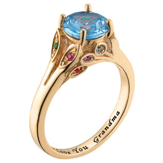 14K Gold over Sterling Mother's Birthstone Ring