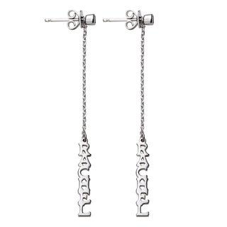 Sterling Silver Petite Name with CZ Dangle Earrings