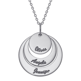 Sterling Silver Nesting Circles with Names Necklace