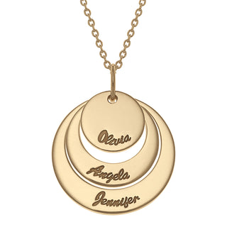 14K Gold over Sterling  Nesting Circles with Names Necklace