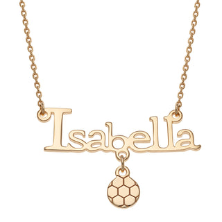 14K Gold over Sterling  Name with Soccer Ball Necklace