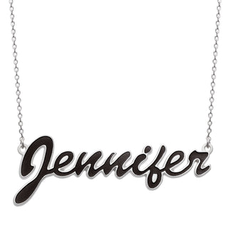 Sterling Silver Name Necklace with Black Enamel