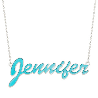 Sterling Silver Name Necklace with Turquoise Enamel