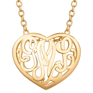 Single Sided 3-D 20x16mm Heart Framed Monogram Pendant