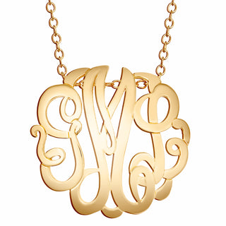 Single Sided 3-D 28x28mm Round Traditional Monogram Unframed Pendant