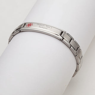 Stainless Steel Men's Engraved Medical ID Bracelet