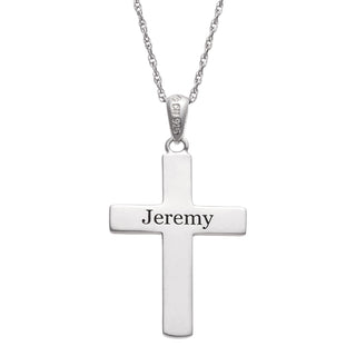 Sterling Silver Engraved Name Crucifix Cross Pendant