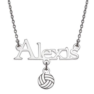 Sterling Silver Name with Volleyball Charm Necklace