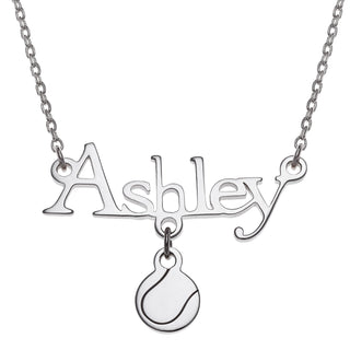 Sterling Silver Name with Tennis Ball Charm Necklace