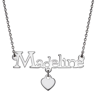 Sterling Silver Name with Heart Charm Necklace