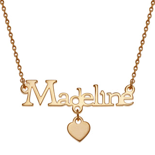 14K Gold over Sterling Name with Heart Charm Necklace