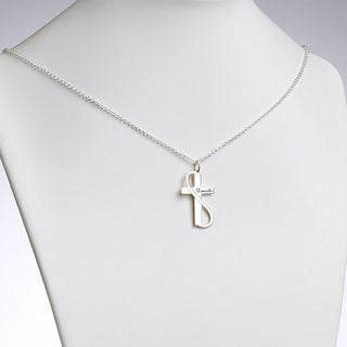 Sterling Silver Personalized Cross with Swirl Necklace