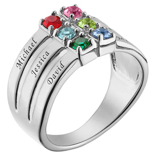 Family Name and Birthstone Ring