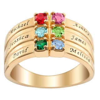 Family Name and Birthstone Ring