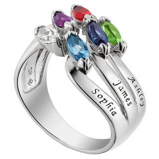 Family Name and Marquise Birthstone Ring