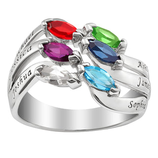 Family Name and Marquise Birthstone Ring