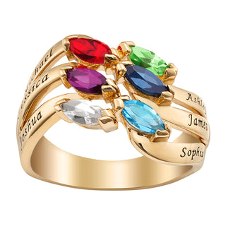 Family Name and Marquise Birthstone Ring