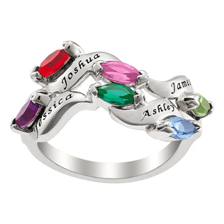 Family Name and Marquise Birthstone Ring