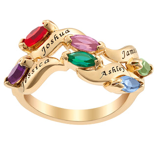 Family Name and Marquise Birthstone Ring